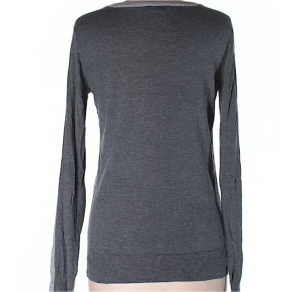 The Limited Sweater Wool Women's V Neck Pullover Color Block Light / Dark Gray M - Picture 2 of 13